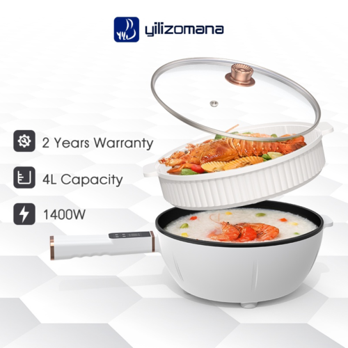 Yilizomana Electric Frying Pan Non-Stick Wok With Steamer Frying Pan