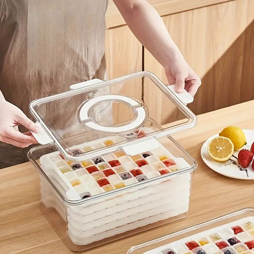 Stackable Ice Cube Tray Set With Lids Big