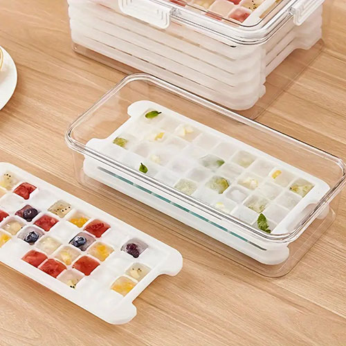 Stackable Ice Cube Tray Set With Lids Small