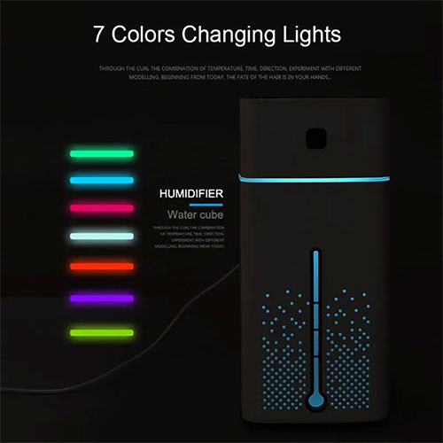 SMART Water Cube Air Humidifier Purifier 1000ML Large Capacity Ultrasonic Cool Mist 7 Color Changing LED Light diffuser