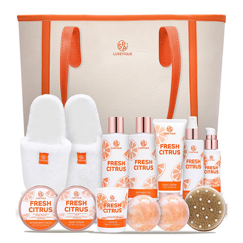 Spa Luxetique 12 Pcs Fresh Citrus Bath Set Basket Luxury