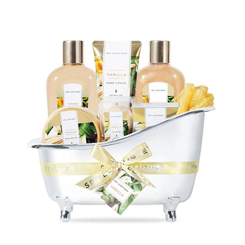 Spa Luxetique 8 Pcs Bath Set Basket Vanilla Gift Set Luxury